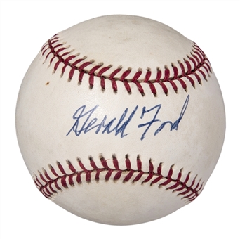 Gerald Ford Single Signed ONL Coleman Baseball (PSA/DNA)